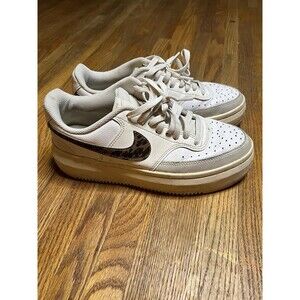 Nike Court Vision Alta Leopard Womens 10 D02791-100 Faux Leather